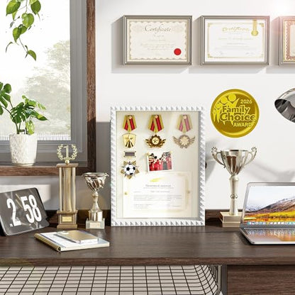 SZQINJI Shadow Box Frame 11x14 Deep Diamond Shape Display Cases Wood White - color: White, size: 11x14