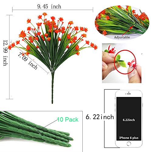 Grunyia 10 Bundles Artificial Daffodil Outdoors Flowers (Orange) - color: Orange-daffodil