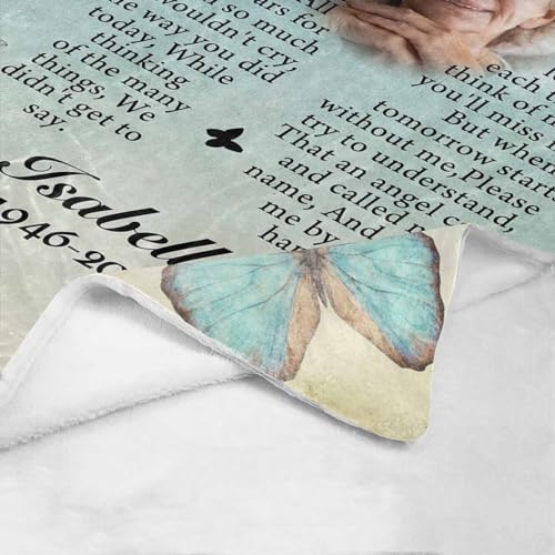 LOSARON Custom Memorial Blanket with Pictures & Name for Loss of Grandma Grandpa Mother Father Husband Wife Dog Custom Sympathy Gift - color: 1 Photo-2