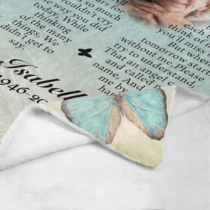 LOSARON Custom Memorial Blanket with Pictures & Name for Loss of Grandma Grandpa Mother Father Husband Wife Dog Custom Sympathy Gift - color: 1 Photo-2