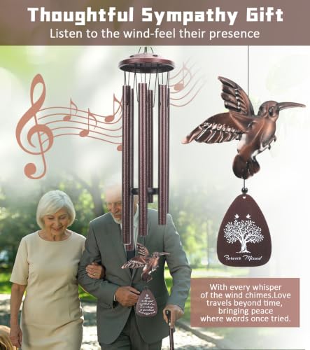 35" Memorial Wind Chimes for Outside, Sympathy Gifts for Loss of Loved One | Hummingbird Memorial Wind Chimes, Bereavement, Remembrance, Funeral Gift for Mother, Dad, Husband, Son & Sister