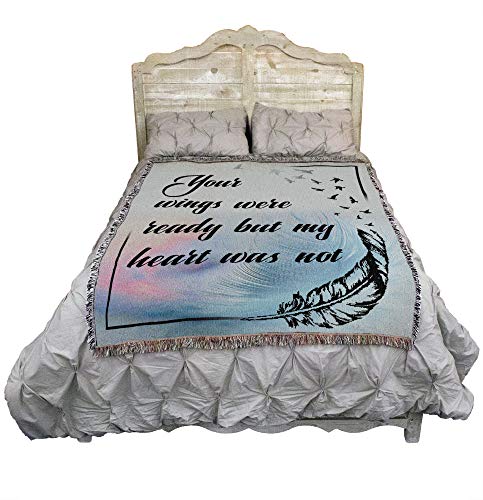 Pure Country Weavers Your Wings were Ready But My Heart was Not Blanket - Sympathy Bereavement Gift Tapestry Throw Woven from Cotton - Made in the USA (72x54) - color: Wings, size: 72" x 54"