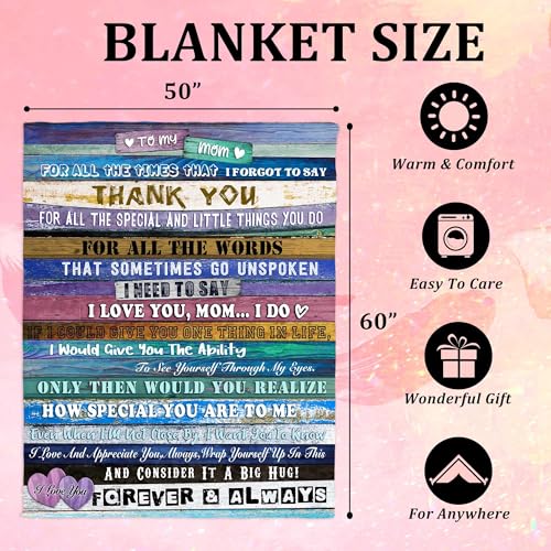 Gifts for Mom,I Love You Mom Throw Blanket, Soft Flannel Blanket for Mother's Day, Christmas, Valentines, Birthday Gift & Bed, Couch, Living Room Use 50x60 Inch - color: Mom-1