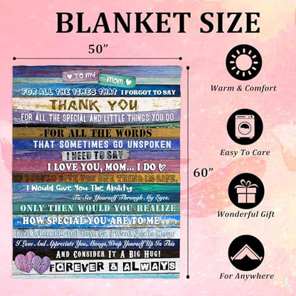 Gifts for Mom,I Love You Mom Throw Blanket, Soft Flannel Blanket for Mother's Day, Christmas, Valentines, Birthday Gift & Bed, Couch, Living Room Use 50x60 Inch - color: Mom-1