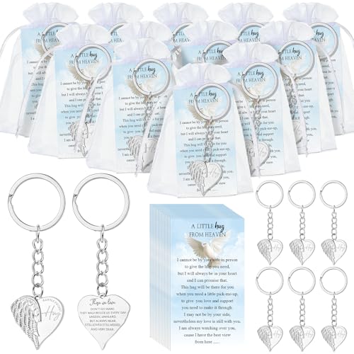 Ecally 40 Set Funeral Favors for Guest Celebration of Life Keychains Memorial Service Sympathy Gifts for Family Church Decoration (Angel) - style: Angel
