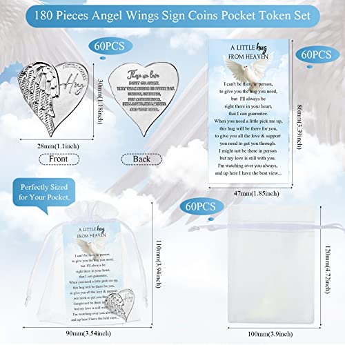 Fumete 60 Sets Funeral Favors for Guests Celebration of Life Decorations Heart Pocket Hug Token Angel Coins and Memorial Prayer Cards Funeral Decor Sympathy Gifts (English) - style: English