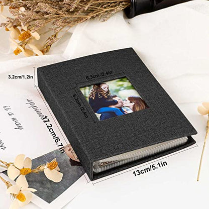Ywlake Photo Album 4x6 100 Pockets 2 Packs, Small Mini Capacity Linen Photo Album Bulk Sets, Each Pack Holds 100 Top Loader Vertical Only Picture for Kids Boy Girls Black - color: Black, size: 100 Pockets/2PK