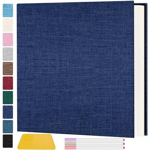 Zesthouse Photo Album Self Adhesive Pages, 60 Pages Magnetic Scrapbook Albums with Sticky Page, Photos Album Holds 8x10 & 5X7 & 4x6 & 6x8 & 3x5, Large Picture Book Ideal Gift for Family Wedding Baby - color: Deep Blue, size: 11"x10.6"/White 60 Pages