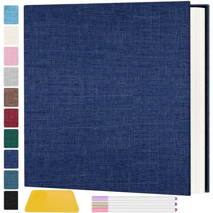 Zesthouse Photo Album Self Adhesive Pages, 60 Pages Magnetic Scrapbook Albums with Sticky Page, Photos Album Holds 8x10 & 5X7 & 4x6 & 6x8 & 3x5, Large Picture Book Ideal Gift for Family Wedding Baby - color: Deep Blue, size: 11"x10.6"/White 60 Pages