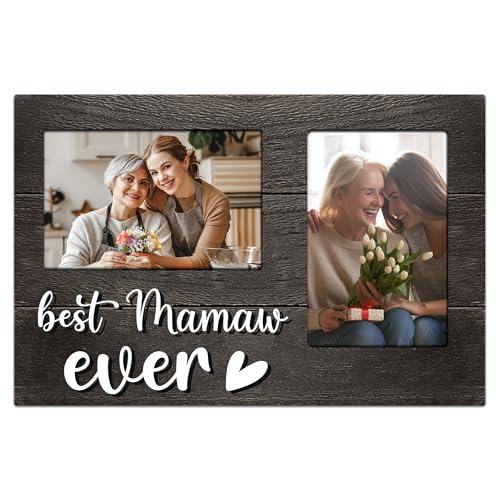Mamaw Gifts, Mothers Day Mamaw Gift from Grandkids, 3D Photo Frame Hold 4x6 Inches Two Photos - Picture Frame Present for Grandparents Day, Birthday - color: mamaw
