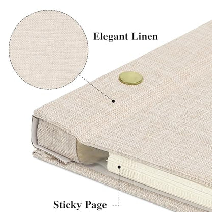 Linen Self Adhesive Photo Album 12x12 60 Pages Beige | Window cover, Scrapbook album, 4x6 5x7 8x10 photos, Wedding, Family moments - color: Beige, size: 60 Pages (30 Sheets), 12 x 12 Inch