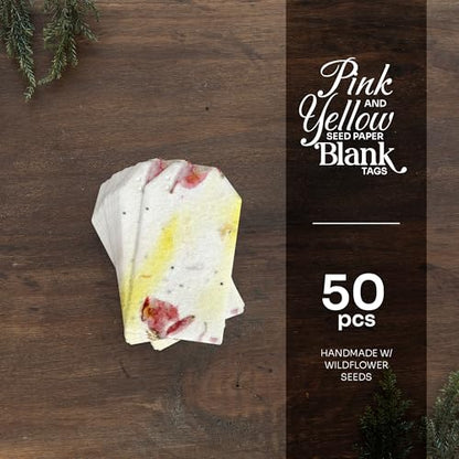 50 Pink & Yellow Plantable Seed Paper Tags - style: 50 Pink & Yellow Tags