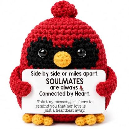 Handmade Crochet Cardinal Memorial Gift Loss of Wife Soulmates Bereavement Sympathy Remembrance Comfort Condolence Passed Away Loved One Spouse Red Bird Spiritual Messenger Keepsake - style: Loss of Wife