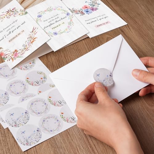 24 Pack Religious Sympathy Cards with Envelopes & Stickers, 4x6 Inch