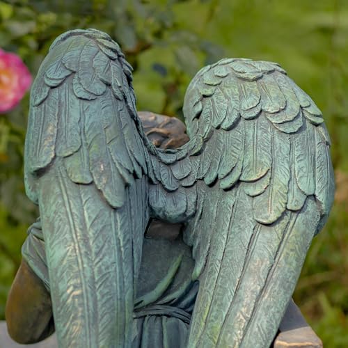 Zaer Ltd. Large Magnesium Angel Statues (Outdoor Safe) (35”T Napping On Bench Seraphina (Bronze Finish)) - size: 35"T Napping On Bench "Seraphina" (Bronze Finish)