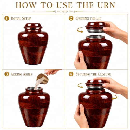 Large Handcrafted Wooden Cremation Urn for Adult Ashes –200 Cu in Memorial Urn Box – Tahura Crafts - size: Large 200 Cu In