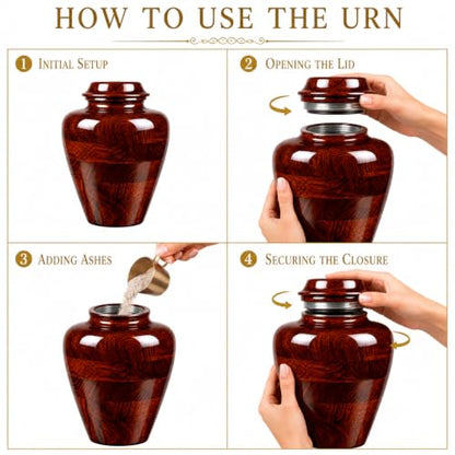 Large Handcrafted Wooden Cremation Urn for Adult Ashes –200 Cu in Memorial Urn Box – Tahura Crafts - size: Large 200 Cu In