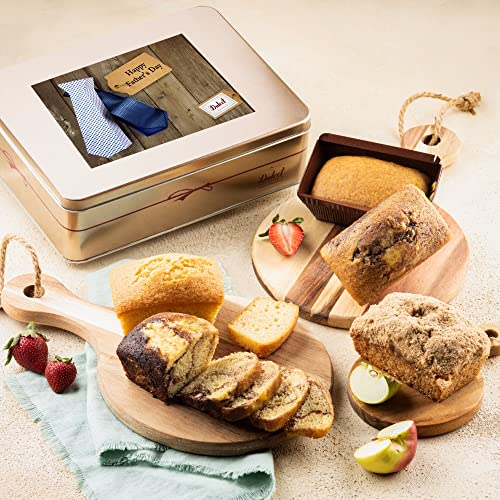 Dulcet Gift Baskets Tea Loaf Assortment with Fresh Baked Marble, Apple cinnamon & Pumpkin Cake Delightful Flavors for Holidays, Birthday, Sympathy, Get Well, & Family or Office Gatherings for Men & Women (Father's Day) - color: Father's Day