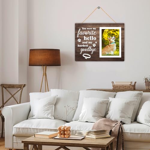 Dog Memorial Picture Frame – You Were My Favorite Hello and My Hardest Goodbye-Dog Sympathy Gift, Wooden Photo Frame Keepsake for Pet Loss,4 x 6In Photo12P041