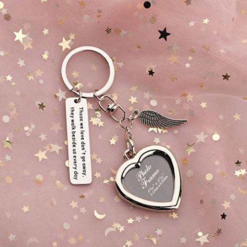 AKTAP Photo Frame Keychain Memorial Gifts Those We Love Don't Go Away Picture Frame Keyring - color: Photo Heart Keychain