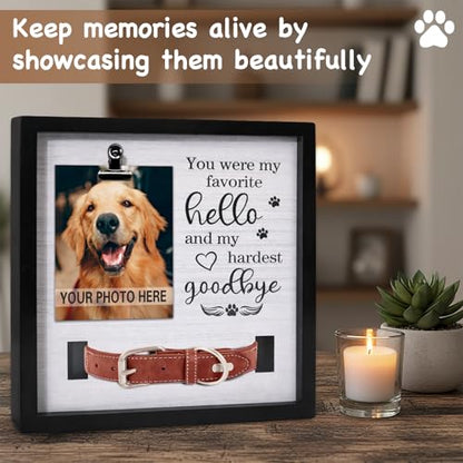 PUREFLY Dog Memorial Gifts for Loss of Dog, Loss of Dog Sympathy Gift Pet Loss Sympathy Frame Box with Collar Holder, Pet Cat Remembrance Bereavement Gift - color: Pet Box 01