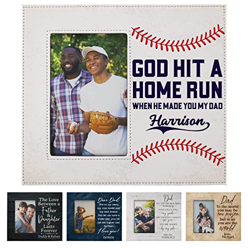 Personalized Dad Picture Frame | 6 Unique Designs incl. Baseball w/ 2 Size Options 4x6, 5x7 | Custom Fathers Day Photo Frame - Dad Gifts from Daughter, Son - Birthday Gifts for Dad - style: Design - 1