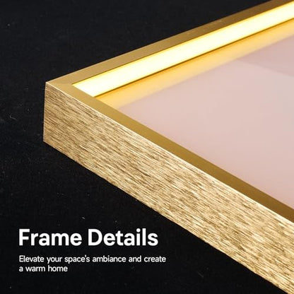 Large Framed LED Modern Luxury Mountain Wall Art for Living Room, 30x60 In - color: Gold