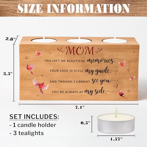 Sympathy Gifts for Loss of Loved One – Memorial Bereavement Gifts Candle Holders – Handcrafted Wooden Keepsake with Poem – Condolence Gift, Bereavement Gifts for Loss of Mother, Father (MOM) - size: MOM