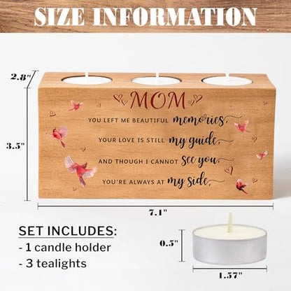 Sympathy Gifts for Loss of Loved One – Memorial Bereavement Gifts Candle Holders – Handcrafted Wooden Keepsake with Poem – Condolence Gift, Bereavement Gifts for Loss of Mother, Father (MOM) - size: MOM