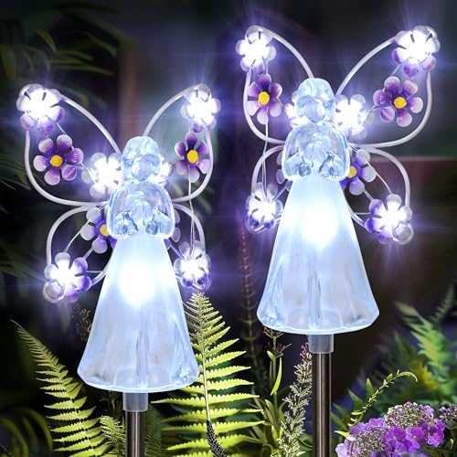 GIGALUMI 2 Pack Angel Solar Lights Outdoor Garden Decor Yard Art - size: 2 Pack