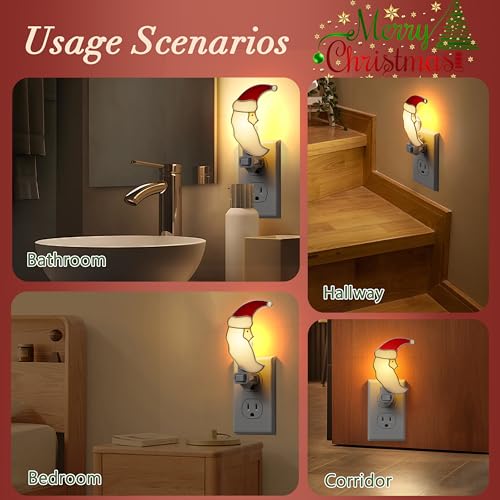Staiend Glass Christmas Santa Moon Plug in Night Lights for Home - color: Christmas Moon