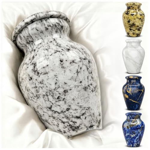 Small Keepsake Urn for Human Ashes 3 Inch – Elegant Marble Finish – Mini Cremation Urn for Sharing – Aluminum Memorial with Secure Lid, Velvet Bag and Funnel Included - Grey Granite Finish - color: 1 Bianco Antico