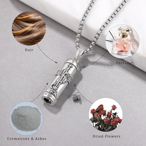 Aniu S925 Sterling Silver Urn Necklace Cremation Jewelry for Ashes - color: St Michael-B