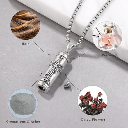 Aniu S925 Sterling Silver Urn Necklace Cremation Jewelry for Ashes - color: St Michael-B
