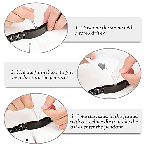 constantlife Cremation Bracelet for Ashes for Men - Stainless Steel Cuban Link Urn Bracelet Keepsake Ash Holder Cremation Memorial Jewelry - color: Black