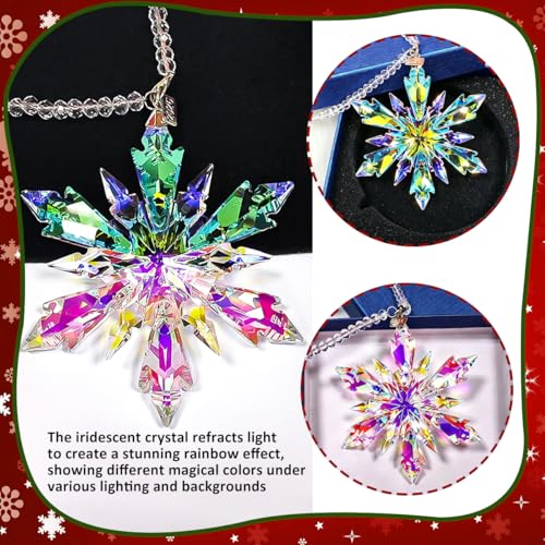 Christmas Ornaments 2026, Crystal Glass Snowflake Ornaments, Sparkly Pretty - color: Colorful Crystal