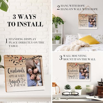 Memorial Pictures Frame, Cardinals Appear When Angels Are Near Photo Frame, Sympathy Gifts For Loss Of Loved One, Farmhouse Home Living Room Bedroom Decoration -b107