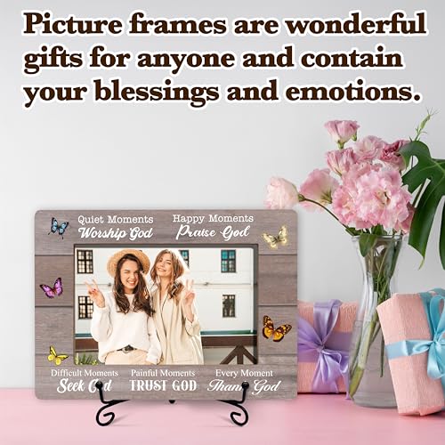 Christian Picture Frame For Women, Inspirational Gifts For Christmas Birthday Thanksgiving, Quite Moments Worship God Bible Verses Butterfly Photo Frame, Religious Gifts For Friends Girls Coworker -50 - size: Quite Moments Worship God