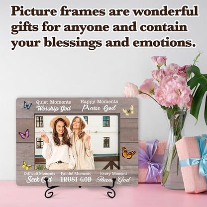 Christian Picture Frame For Women, Inspirational Gifts For Christmas Birthday Thanksgiving, Quite Moments Worship God Bible Verses Butterfly Photo Frame, Religious Gifts For Friends Girls Coworker -50 - size: Quite Moments Worship God