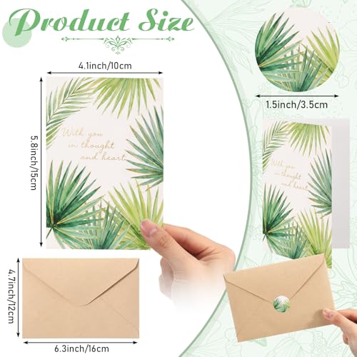 100 Sets Bulk Sympathy Cards with Envelope and Sticker, Greenery | Bulk Condolences Cards for Business, Assorted Bereavement Greeting Cards, Express Your Condolences - style: Greenery