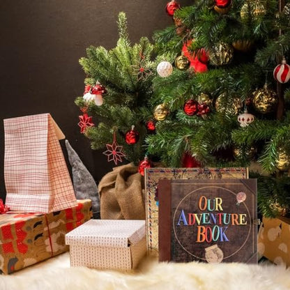 Our Adventure Book 146-Page DIY Handmade Scrapbook, Embossed Leather Cover - Ideal for Memories, Anniversary, Wedding, and Best Friend Gift - Inspired by the 'Up' Saga(Ball - Our Adventure Book) - color: Ball - Our Adventure Book (9.02"x7.72", 146 Pages)
