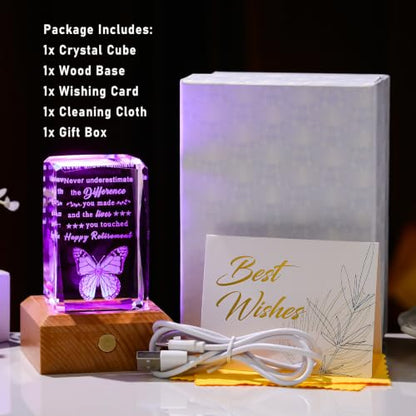 Ornalrist Retirement Gifts for Women Men with LED Wood Light Base - color: Retirement Gifts