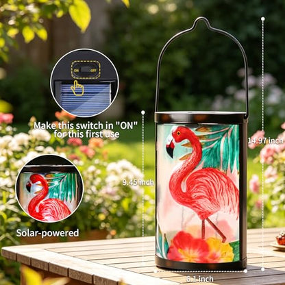 MUMTOP Flamingo Solar Lantern Outdoor Waterproof Hanging Garden Light - color: Pink