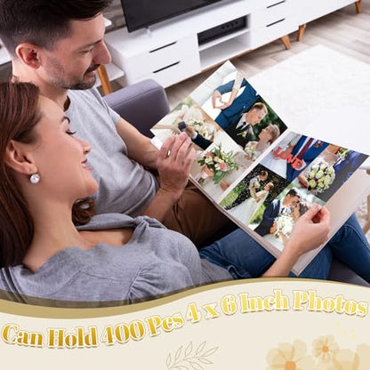 Harloon Mr and Mrs Wedding Photo Album for 4 x 6 Inch Pictures 400 Pockets Wedding Photo Album Book with Front Window Linen Cover for Family Weddings Memory Pictures Anniversary Honeymoon Keepsake - style: Mr and Mrs
