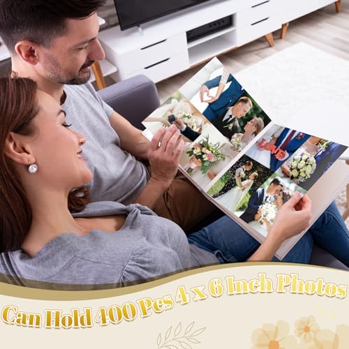 Harloon 400 Pockets Personalized Wedding Photo Album for 4 x 6 In Pictures Our Wedding Photo Album Book with Front Window Linen Cover for Bridal Weddings Gift Family Memory Photos Anniversary Keepsake - style: Our Wedding