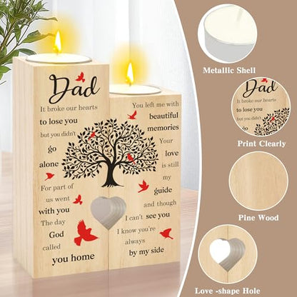 Sympathy Gifts for Loss of Dad Father - Memorial Condolences Bereavement Remembrance Funeral Grief Gifts for Loss of Dads Wooden Candle Holder Candlestick in Memory of dad Gift
