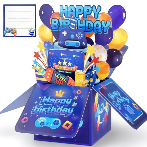 Boy Birthday Card, 3D Box Pop Up Birthday Card for Gamer | Happy Birthday Card for Son, Grandson, Nephew & Birthday Boys | Includes Notecard and Envelope - color: Gamer Birthday