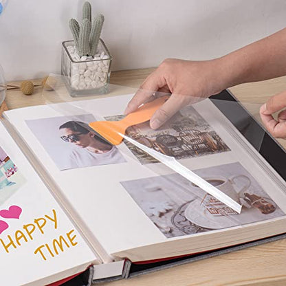 Large Photo Album Self Adhesive for 4x6 5x7 8x10 Pictures Magnetic Scrapbook Album 20 Sheets / 40 Pages Linen Cover DIY Photo Album with A Metallic Pen and and Plastic Board(Grey) - color: Grey, size: 11"x10.8" 40 Pages