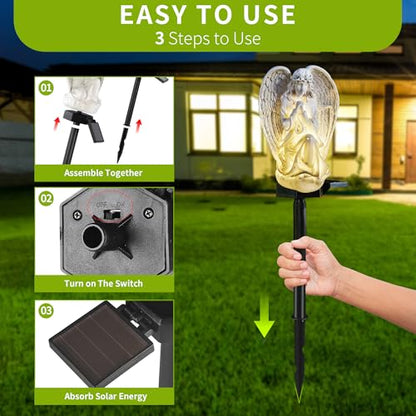 Garden Solar LED Light with Stake, Waterproof Outdoor Decor for Walkway Courtyard Party Decor, White Angel