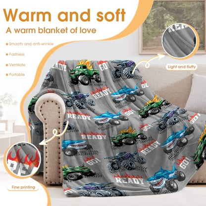 Car Shark Blanket Gifts for Adults Men Women Boys Girls Birthday Christmas Halloween Easter Dad Husband Boyfriend Son Throw Blanket 60"x80" - color: Car2, size: 60"x80"